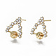 Brass Micro Pave Clear Cubic Zirconia Earring Findings KK-S356-126G-NF-1