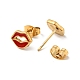 Enamel Lip Stud Earrings with 316 Surgical Stainless Steel Pins EJEW-A081-11G-3