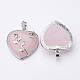Coeur rose naturel pendentifs en quartz GP356-1-2