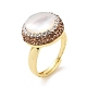 Anillo de perlas de concha ajustable con rhinestone RJEW-A011-05G-2