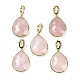 Ограненные подвески-капли из натурального розового кварца G-B126-04G-05-1