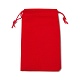 クリスマステーマの長方形ベルベットバッグ  ナイロンコード付き  巾着ポーチ  ギフト包装用  レッド  15.5~16.7x9.5~10.2cm TP-E005-01A-3