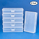 BENECREAT 6 Pack Rectangle Clear Plastic Bead Storage Containers Box Case with Flip-Up Lids for Small Items CON-BC0004-13-4
