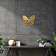 CREATCABIN Skull Metal Wall Art Butterfly Decor Wall Hanging Plaques Ornaments Iron Wall Art Sculpture Sign for Indoor Outdoor Home Livingroom Kitchen Garden Decoration Gift Gold 7.9 x 6.3 Inch DJEW-WH0306-013B-02-6