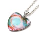 Glass Heart with Cloud Pendant Necklace NJEW-H165-01E-2