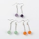 Dangling Gemstone Round Bead Earrings EJEW-JE01361-1