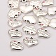 Wedding Theme Antique Silver Tone Tibetan Style Alloy Heart with Father of the Bride Rhinestone Charms TIBEP-N005-19D-2