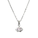 Collier pendentif couronne en strass rose clair avec chaînes câblées NJEW-FZ00019-6