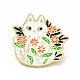 Pin de esmalte de gato y flor JEWB-B005-02-1