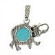 Elephant Antique Silver Plated Alloy Dyed Synthetic Turquoise Pendants PALLOY-J631-01AS-2