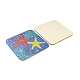 Kits de tapis de tasse en bois carré de peinture de diamant de thème d'animal marin de bricolage DIY-H163-04-3