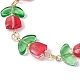 Bracelet en perles de fleur de tulipe en verre avec 304 fermoirs en acier inoxydable BJEW-JB09959-02-3