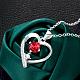 Silver Plated Brass Cubic Zirconia Heart Pendant Necklaces NJEW-BB02981-B-4