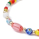 Bracelet extensible en verre millefiori fait à la main et perles de graines BJEW-JB09488-4
