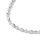 Collar de cadena de bolas ovaladas de plata de ley 925 chapada en rodio para mujer NJEW-A014-02P-3