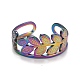 Placcatura ionica color arcobaleno (ip) 304 anello polsino aperto avvolgente in foglia di acciaio inossidabile per le donne RJEW-A005-10-2
