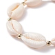 Bracelet de perles tressées en coquillage cauri naturel pour femme BJEW-TA00044-01-4
