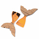 樹脂＆ウォールナットウッドペンダント  人魚フィッシュテールの形  オレンジ  39x28x3mm  穴：2mm RESI-S389-032A-A01-2