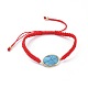 Adjustable Synthetic Turquoise Link Braided Bead Bracelets BJEW-JB04664-03-1