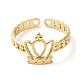 304 anillo abierto de acero inoxidable con corona hueca para mujer. RJEW-I098-21G-2