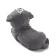 不透明樹脂犬ペンダント  プラチナメッキの鉄製ループが付いた 3D 子犬チャーム  グレー  22x26x14mm  穴：2mm RESI-P033-A02-2