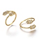 Brass Micro Pave Clear Cubic Zirconia Cuff Rings RJEW-C100-06G-2