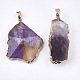 Electroplate Natural Amethyst Pendants G-T112-13C-2