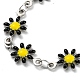 304 Stainless Steel Flower Link Chain Bracelets with Enamel BJEW-E088-02P-3