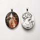 Portrait ovale dame argent antique pendentifs en alliage de tonalité PALLOY-N0103-01-1