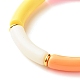 Bracelet extensible de perles de tube incurvé acrylique de couleur bonbon pour fille femmes BJEW-JB07296-4
