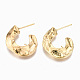 Hammered Brass Stud Earring Findings KK-S356-132G-NF-1