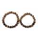 2 комплект из 2 браслетов из натурального тигрового глаза и дерева с круглыми бусинами для мужчин и женщин BJEW-JB12350-2