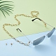 アルミアズキチェーン/ペーパークリップチェーン眼鏡チェーン  眼鏡用ネックストラップ  ゴム製ループの端を使って  ゴールドカラー  29.5インチ（75cm） AJEW-EH00011-4