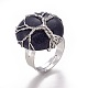Adjustable Synthetic Blue Goldstone Finger Rings RJEW-L090-A05-4