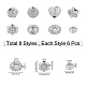Sunyclue 48pcs8スタイルアロイビーズ  カドミウムフリー＆鉛フリー  混合形状  プラチナメッキ  6個/スタイル FIND-SC0001-64-2