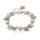 Sistemas de la joya de moda de la perla de cristal para las chicas: pulseras de mariposa y pendientes colgantes SJEW-PJS330-2