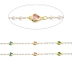 Cadenas de eslabones de corazón de vidrio de colores con cuentas de perlas de plástico abs CHC-C001-05G-2