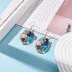 Natural & Synthetic Mixed Gemstone Chips Oval with Tree of Life Dangle Earrings EJEW-JE04880-01-2