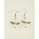Boucles d'oreilles avec perle d'aile de fée en verre à la mode EJEW-JE00290-01-1