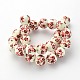 Flower Printed Round Handmade Porcelain Beads Strands PORC-M010-12mm-11-2