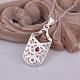 Простой серебряный цвет плакированный латунный кулон ожерелье из циркония прямоугольник для женщин NJEW-BB12886-5