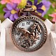 Openable Flat Round with Horse Design Alloy Glass Pendant Pocket Watch WACH-L024-01-1