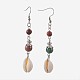 Round Natural Indian Agate Dangle Earrings EJEW-JE02911-04-1
