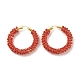 Glass Seed Beaded Hoop Earrings for Women EJEW-C003-02-RS-2