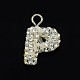 Glittering Polymer Clay with Austrian Crystal Charms Pendants SWARJ-M008-001-P-1