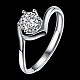 Adjustable 925 Sterling Silver Cubic Zirconia Finger Rings RJEW-BB20746-6-7