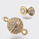 Brass Micro Pave Cubic Zirconia Magnetic Clasps with Loops ZIRC-F083-111G-RS-2