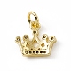 Brass Micro Pave Clear Cubic Zirconia Crown Charms ZIRC-F132-64G-2