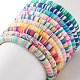 10 pièces 10 couleurs à la main en argile polymère disque surfeur bracelets extensibles ensemble BJEW-JB08873-6