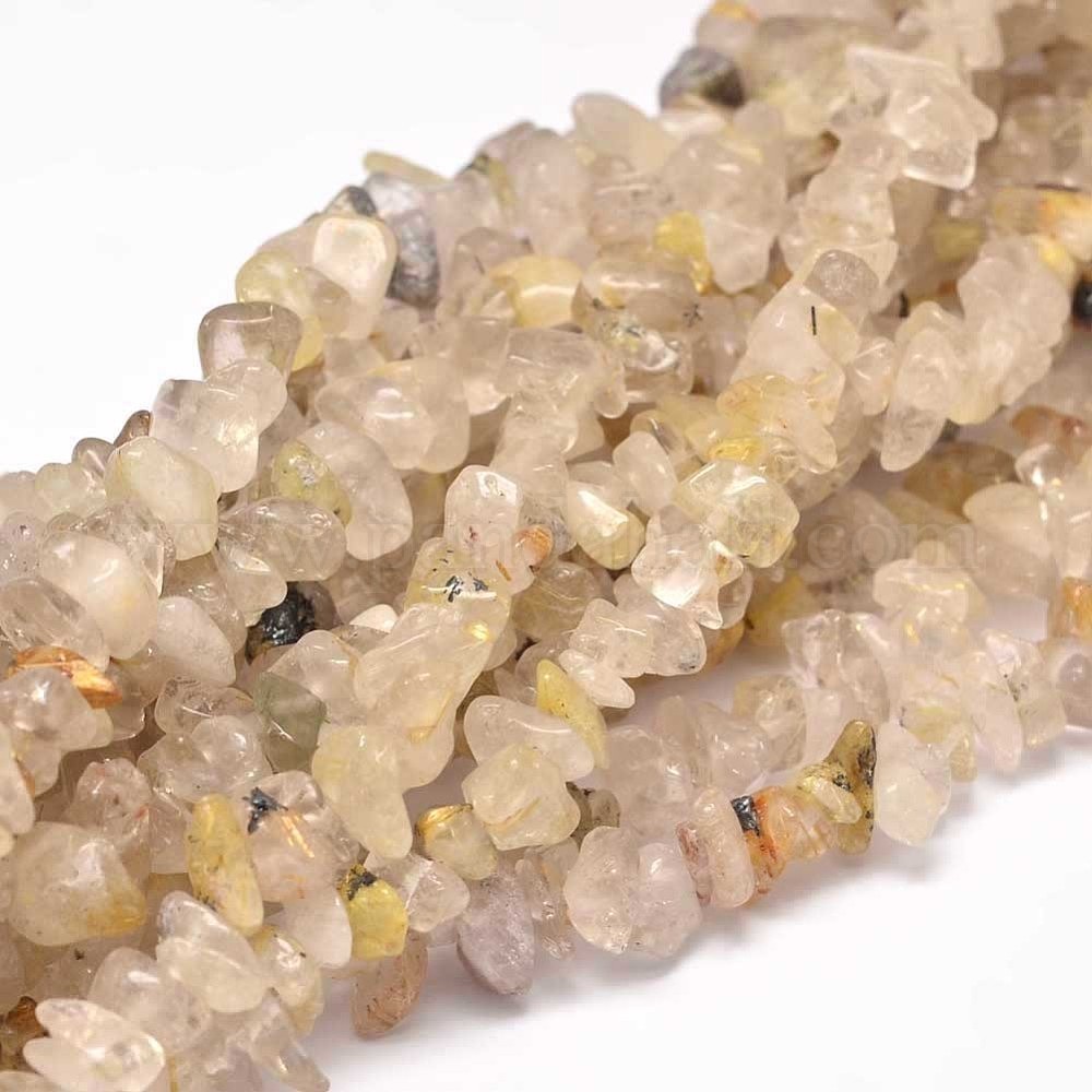 Wholesale Chip Natural Gold Rutilated Quartz Bead Strands